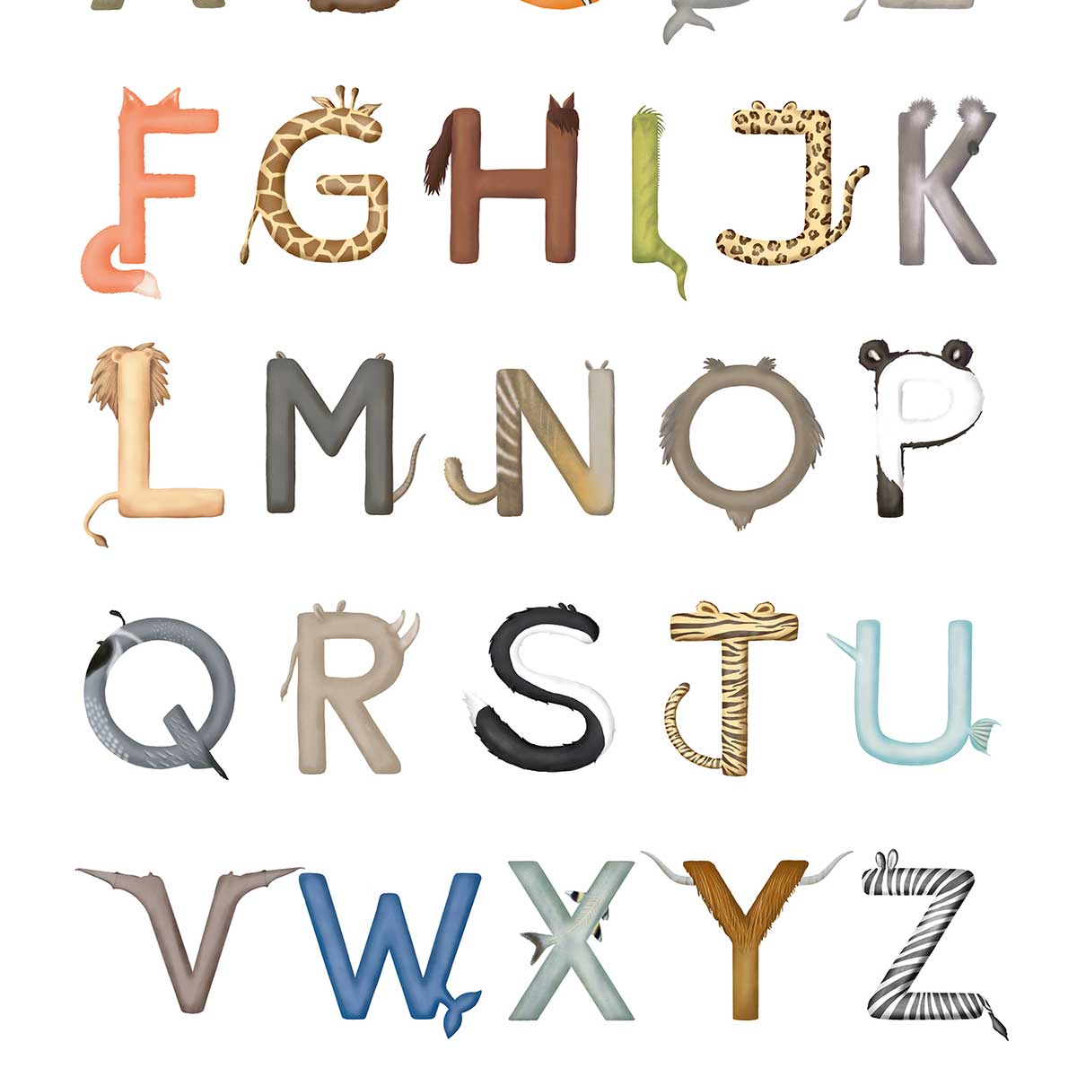 Affiche enfant lettres anglaises affiche seule, HEXOA