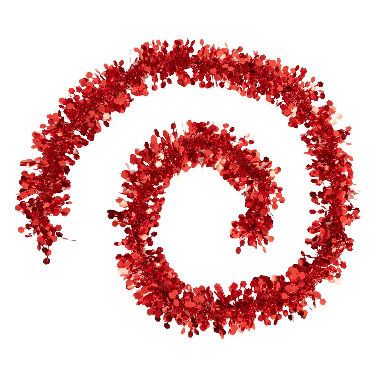 Guirlande brins fins hexagones 10 cm x 2m 6 plis rouge rouge, FEERIC LIGHTS & CHRISTMAS