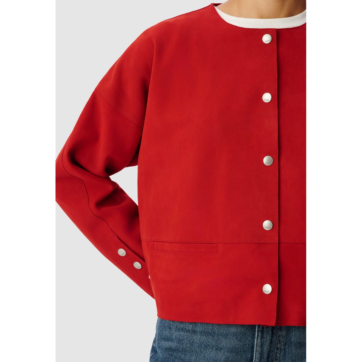 Veste cuir velours rouge, IKKS