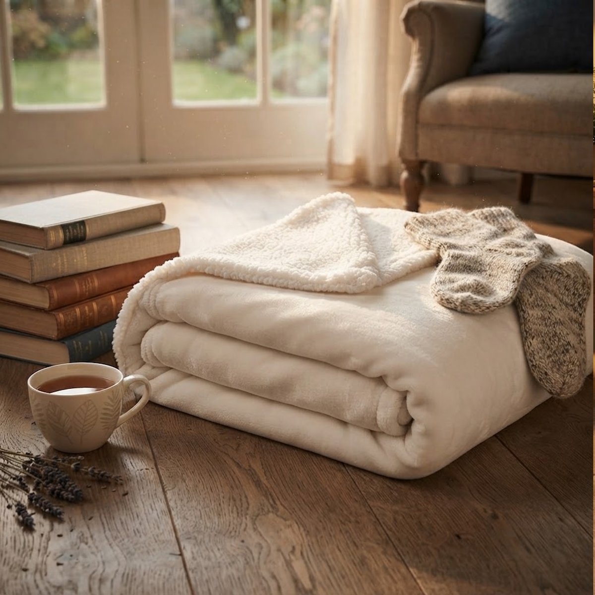 Plaid uni Collection Douillet ecru, EDEN