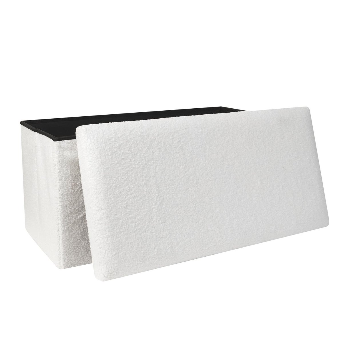 Banc coffre pliable en bouclette blanc blanc, EDEN