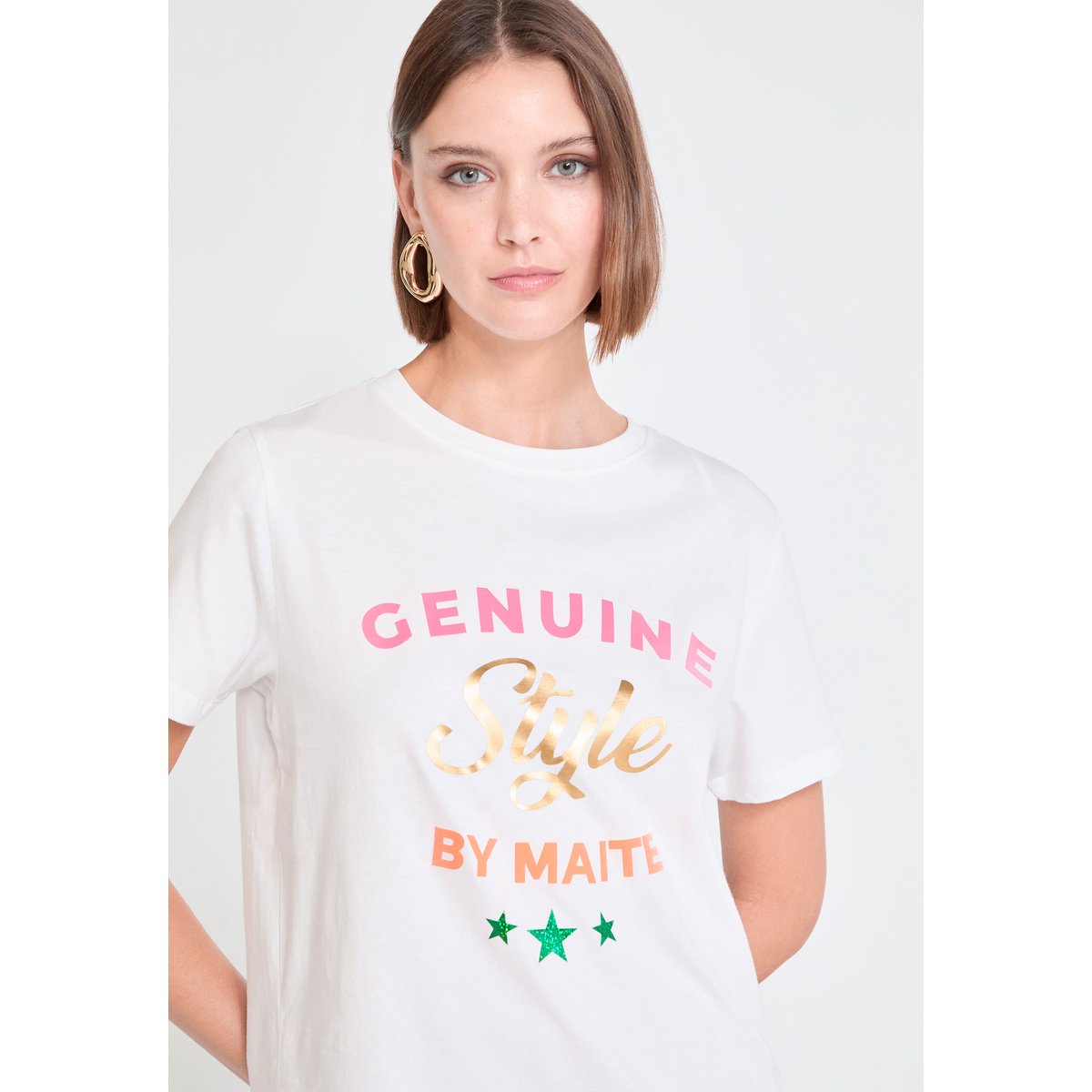 T-shirt en coton imprimé blanc, LOLA CASADEMUNT