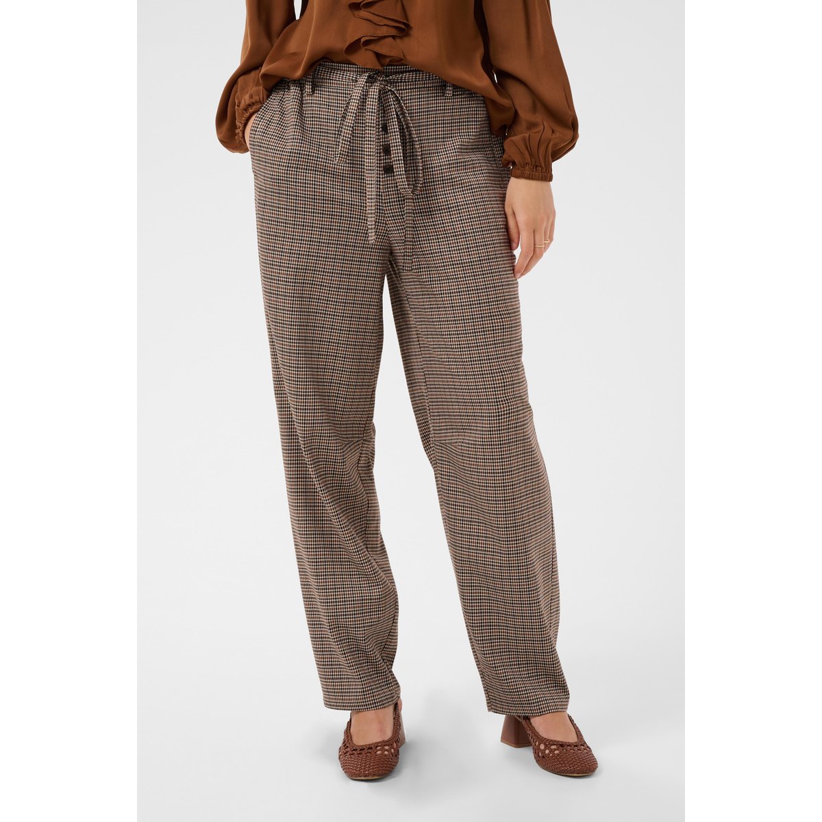 Pantalon de costume marron brown check, CREAM