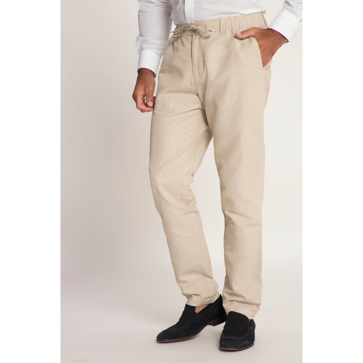 Pantalon Kos en lin mélangé gris de sable, JP1880