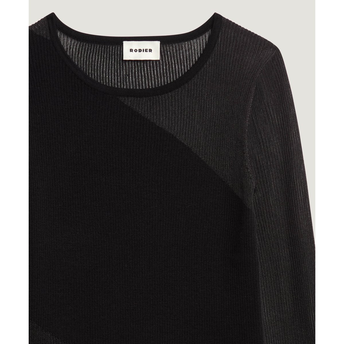Pull bi-matière en laine noir, RODIER