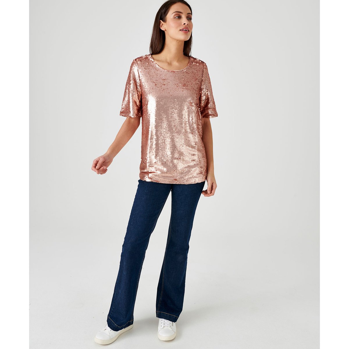 Blouse en sequins rose poudré, DAMART
