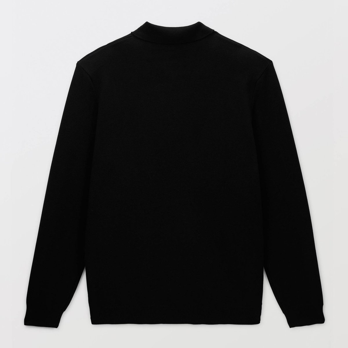 Pull col rond polo en coton et cachemire noir, MONOPRIX
