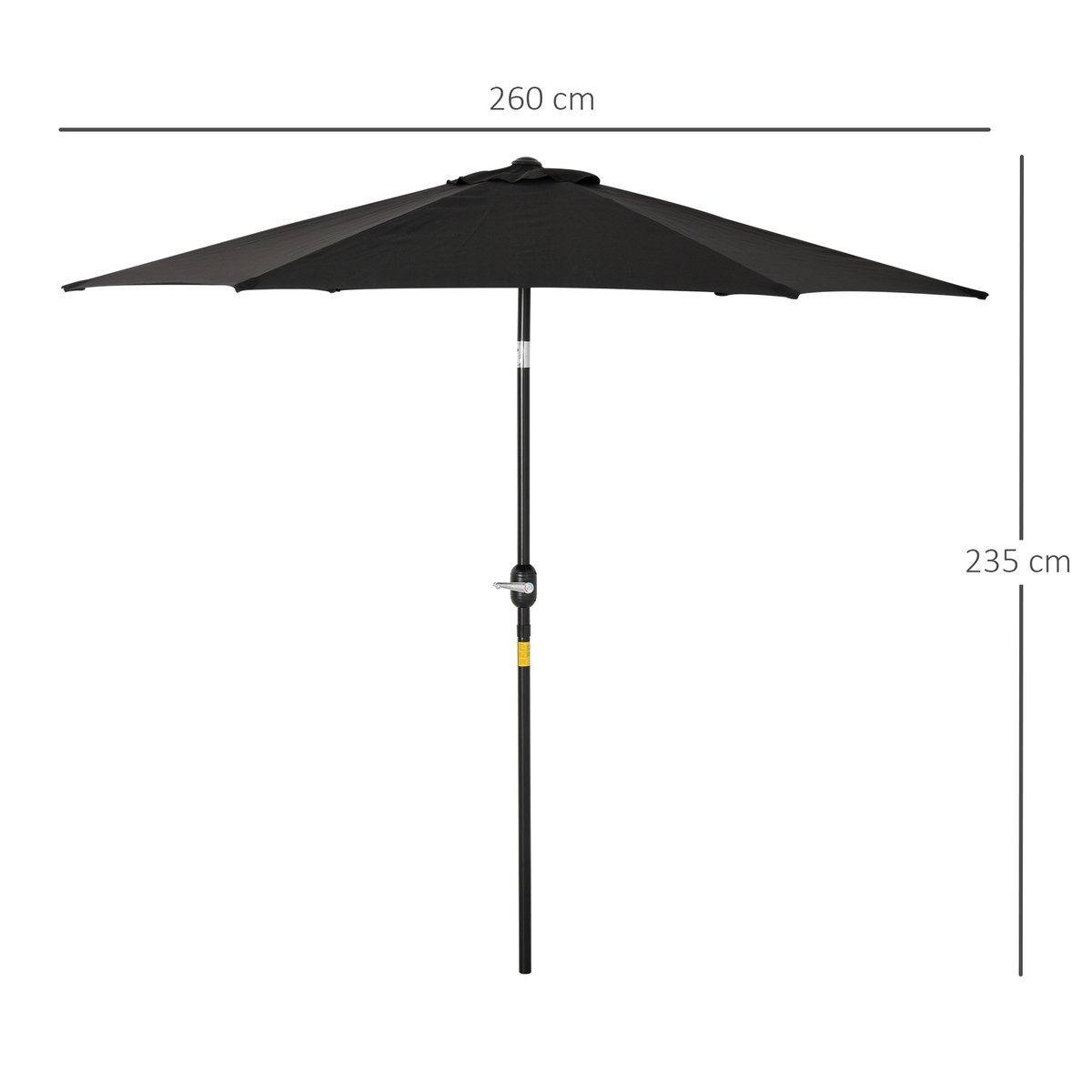 Parasol de terrasse Métal Café noir, OUTSUNNY