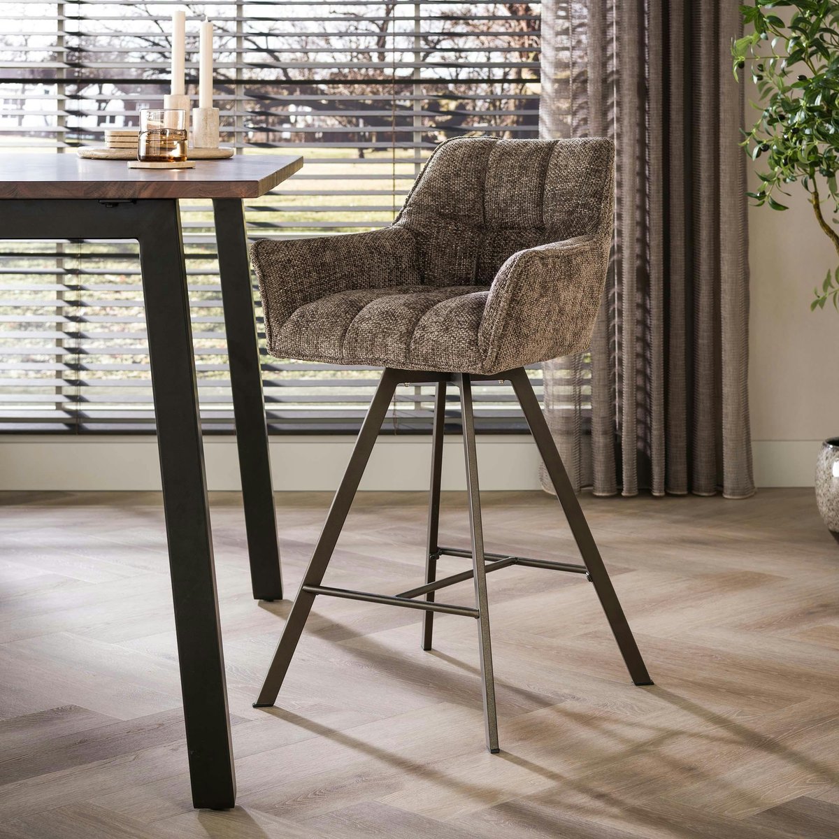 Lot de 2 tabourets de bar pivotants MELBOURNE taupe, PIER IMPORT
