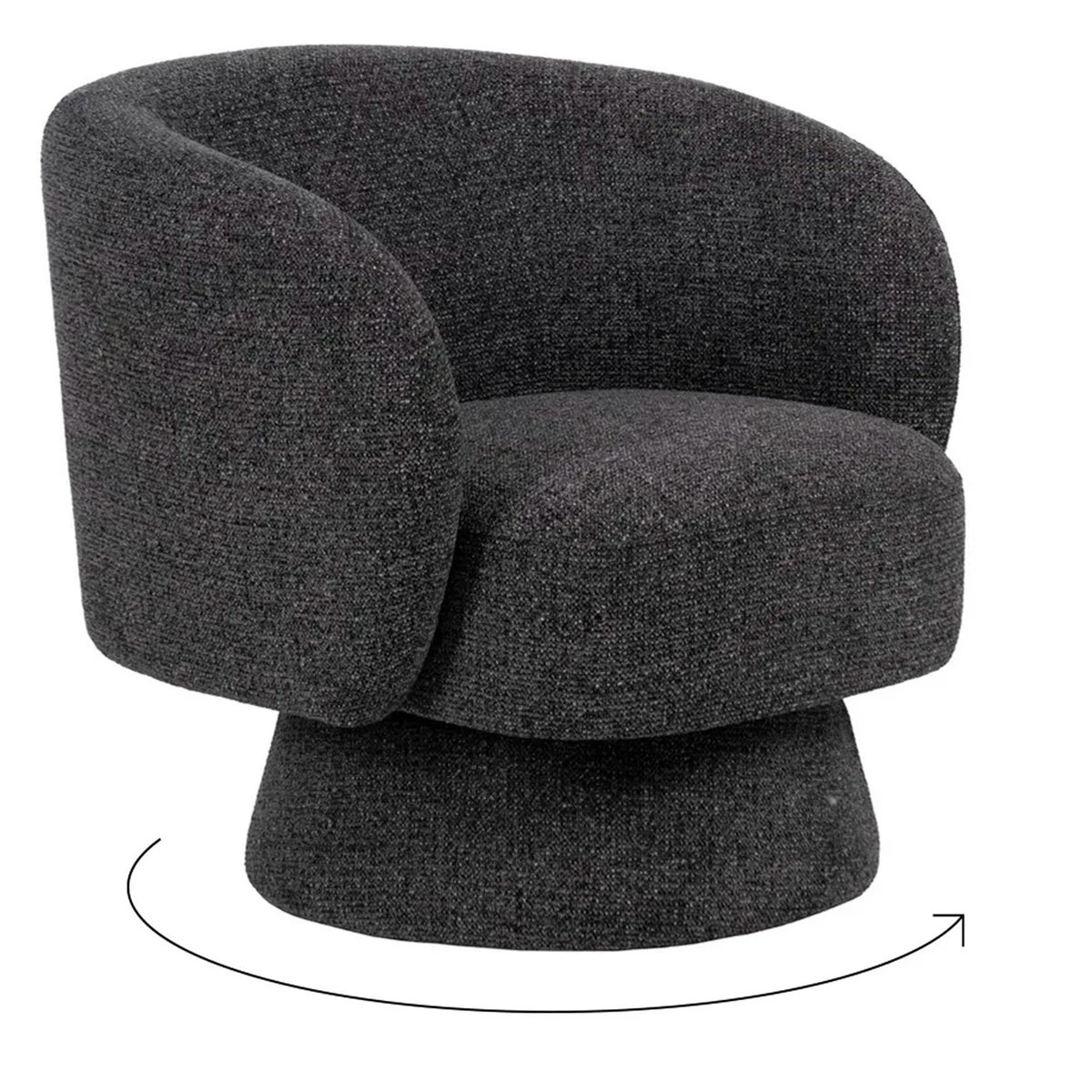 Fauteuil design pivotant en tissu tweed gris foncé 78x79x77cm gris, WADIGA