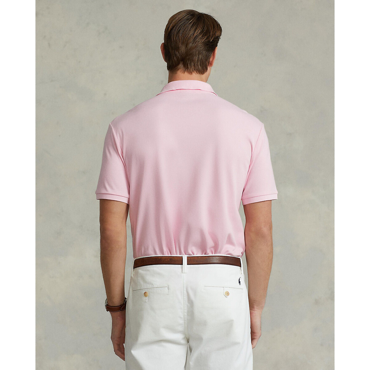 Polo Custom Fit Pima cotone logo ricamato rosa chiaro, POLO RALPH LAUREN