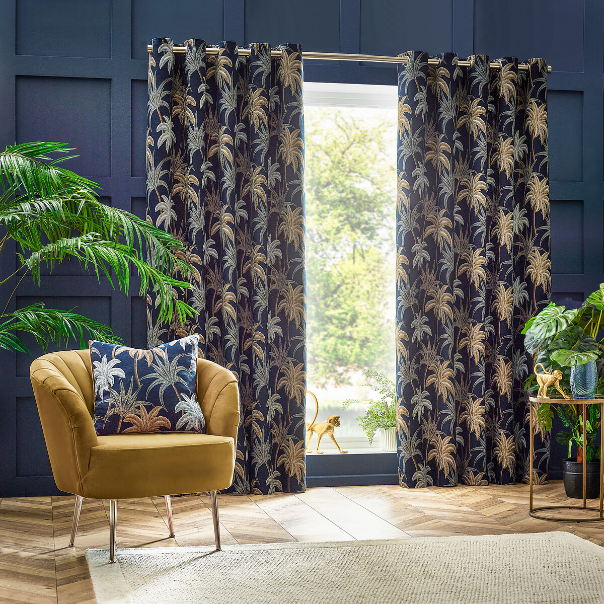 Galapagos Eyelet Curtains navy, WYLDER