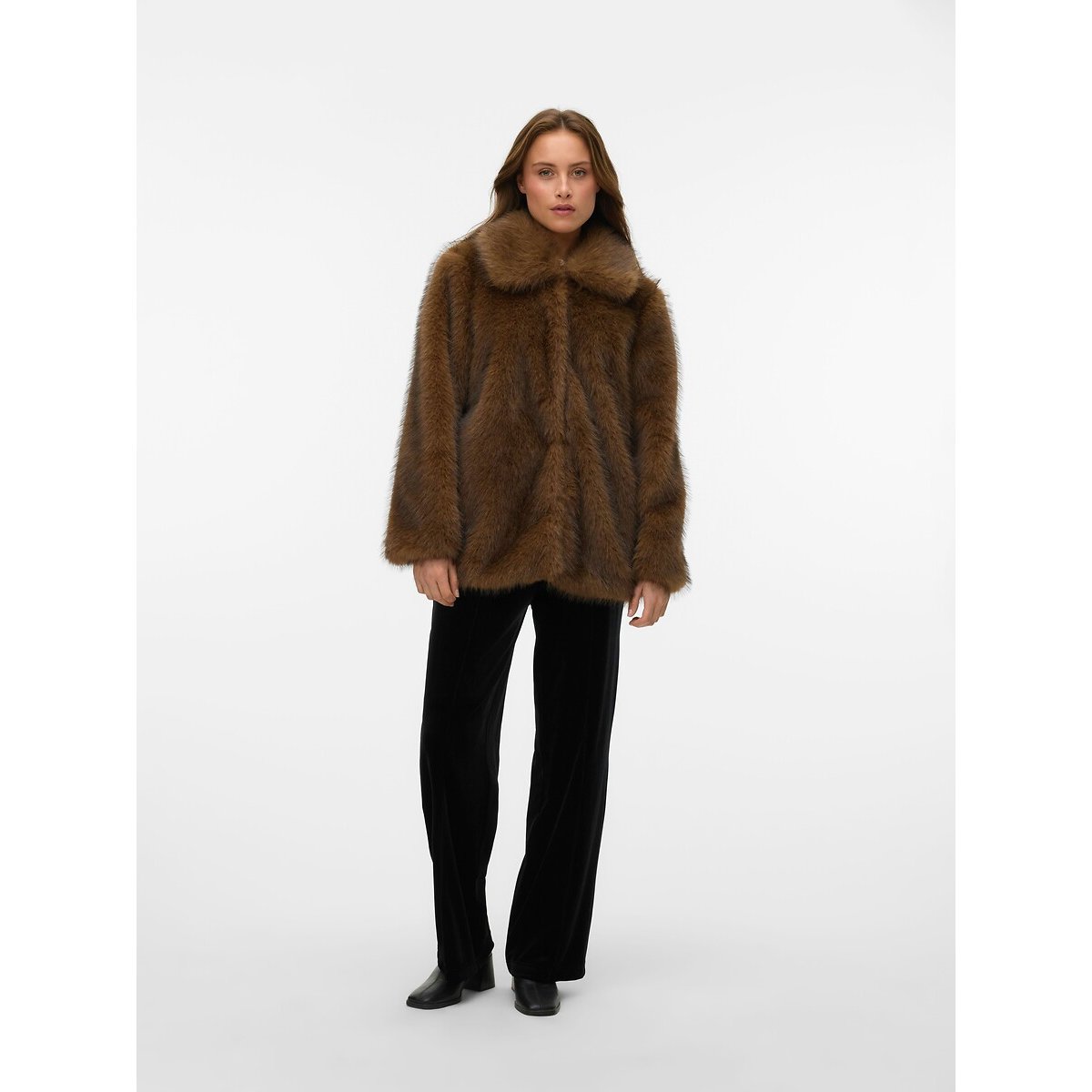 Cappotto in finta pelliccia marrone, VERO MODA