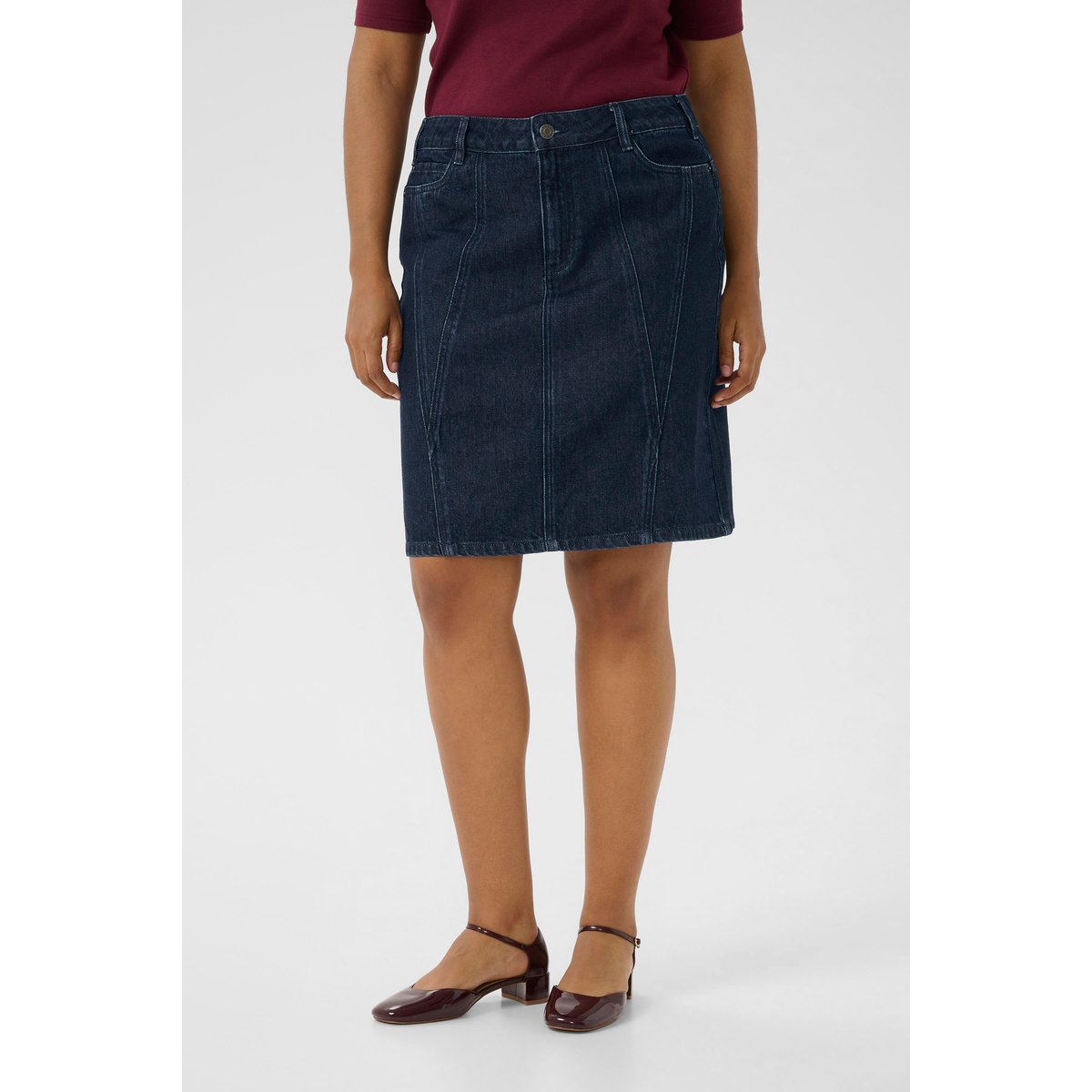 Jupe en jean bleu dark blue denim, KAFFE CURVE