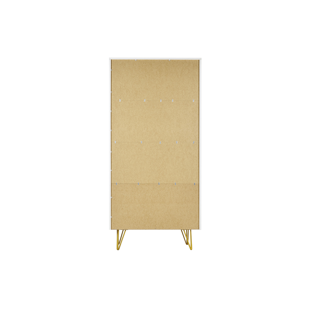 Bibliothèque design gravée blanc mat et métal doré 2 portes L86 cm OZEN blanc, MILIBOO