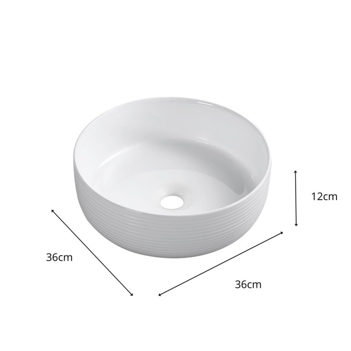 Vasque à poser ronde en céramique texturé blanc 36cm blanc, MOB IN