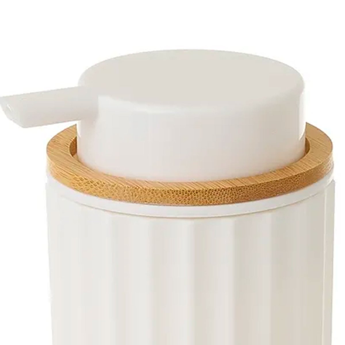 Distributeur de savon plastique blanc et bambou blanc, WADIGA
