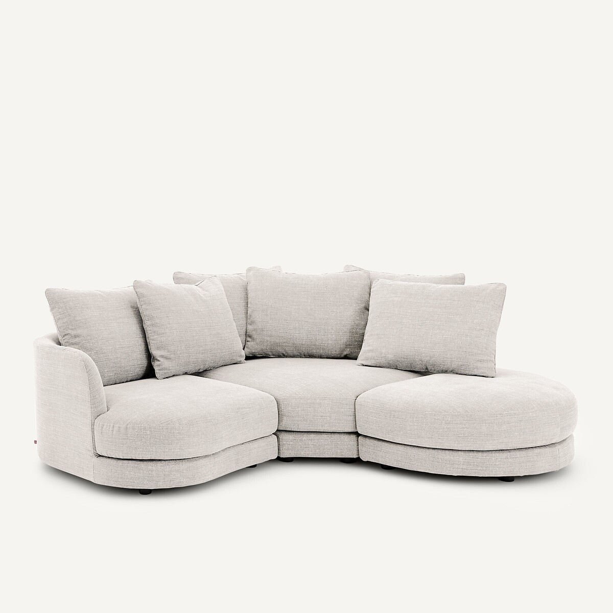 Linkes, abgerundetes, modulares Halbsofa aus Baumwolle und Leinen, TIBERIO beige, AM.PM