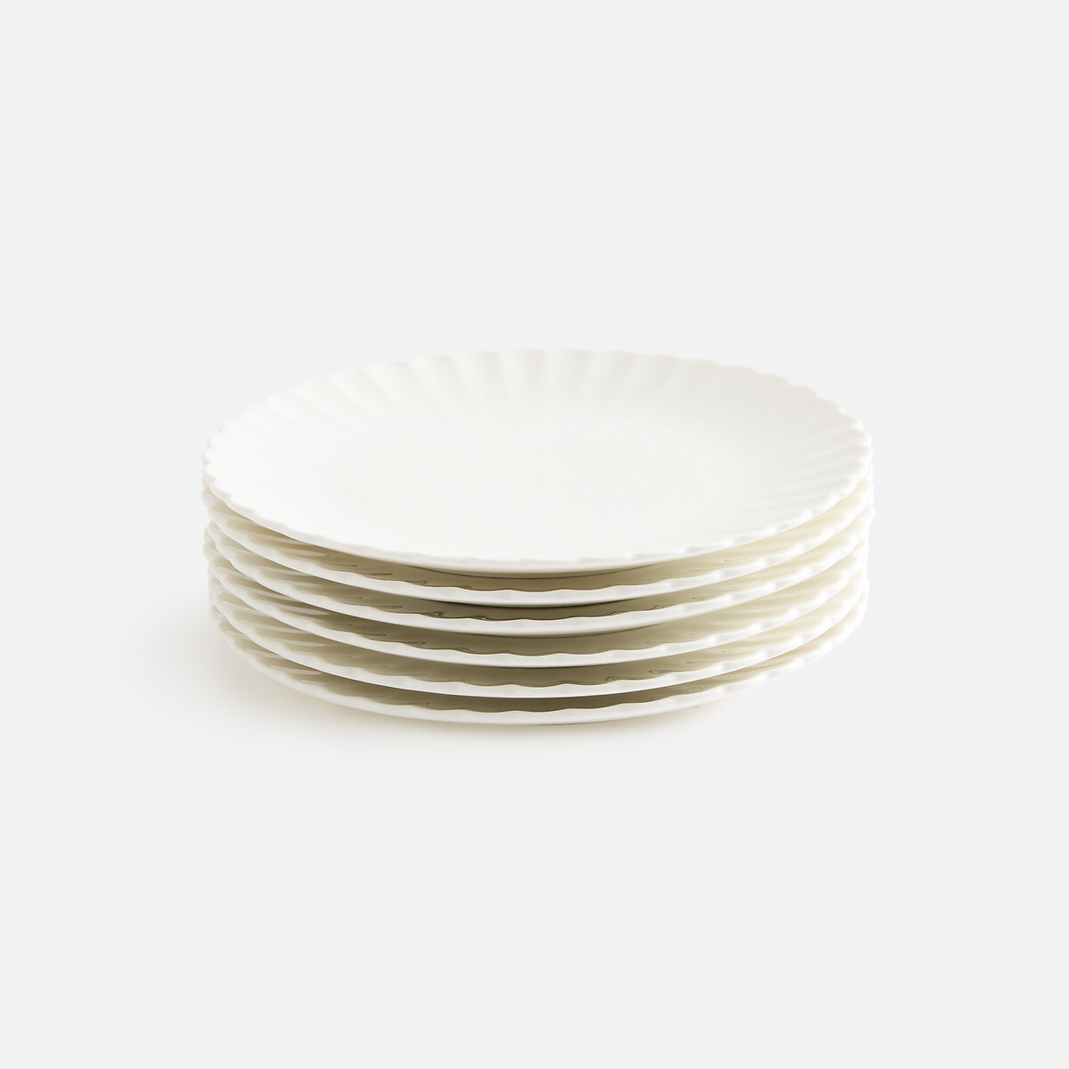 Lot de 6 assiettes à dessert, en porcelaine, YLAN blanc, LA REDOUTE INTERIEURS