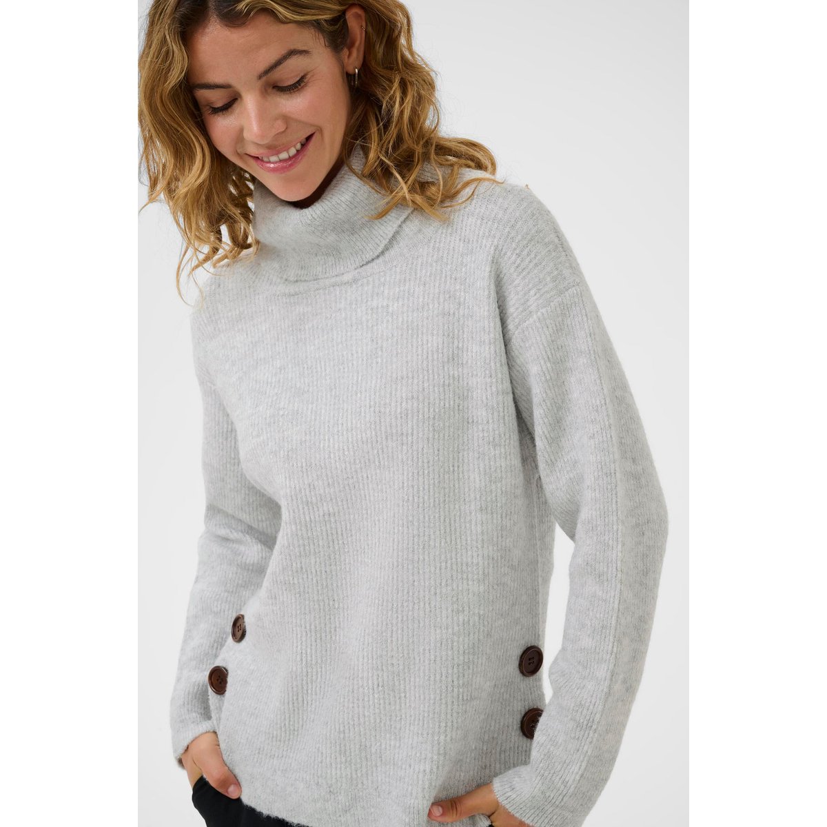 Pullover tricoté gris light grey melnage, CREAM