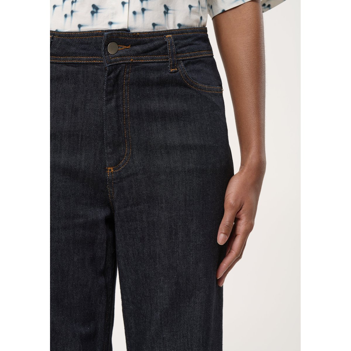 Jean flare taille haute en coton biologique brut, HUMILITY