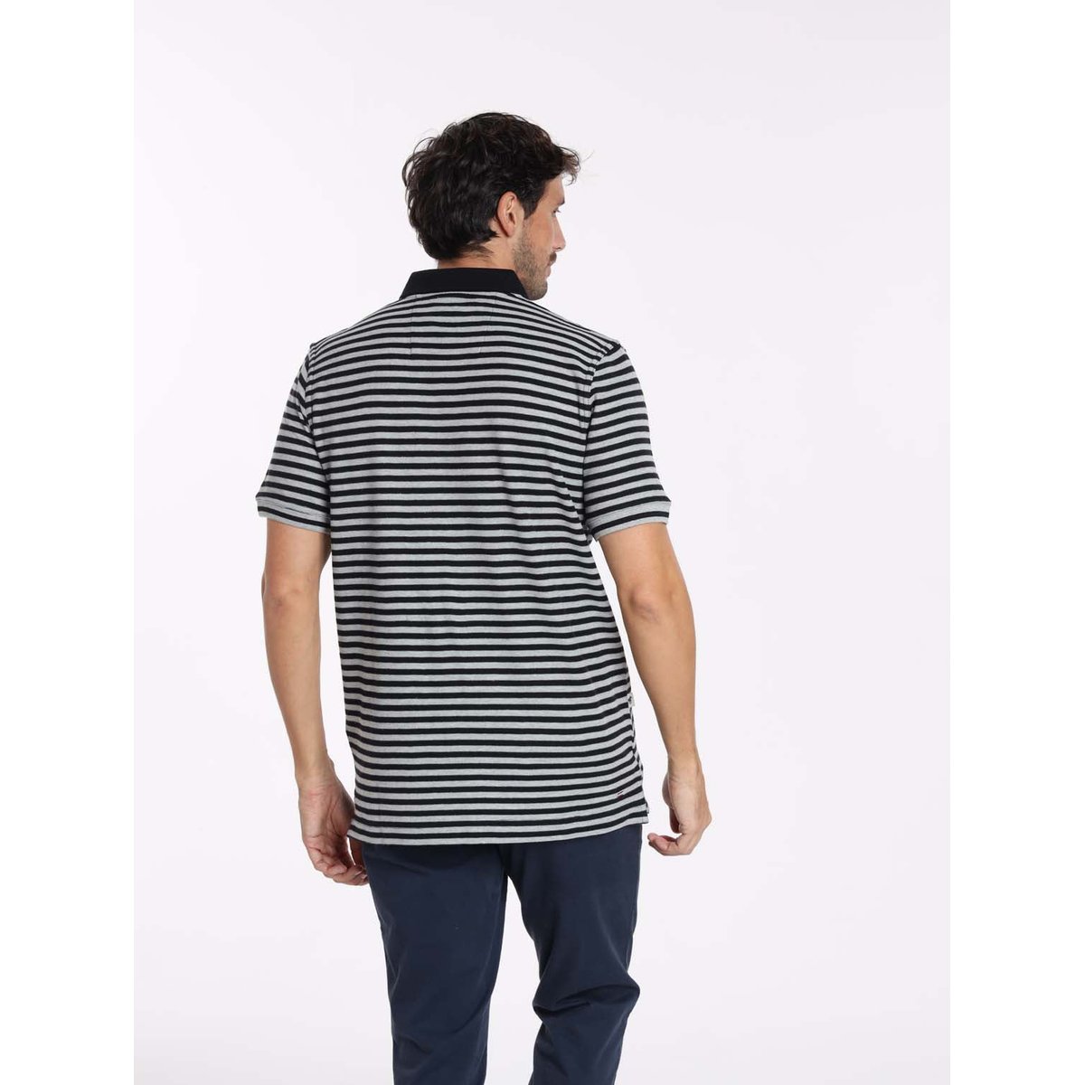 Polos manches courtes en coton OSAKA marine/gris chine, GENTLEMAN FARMER