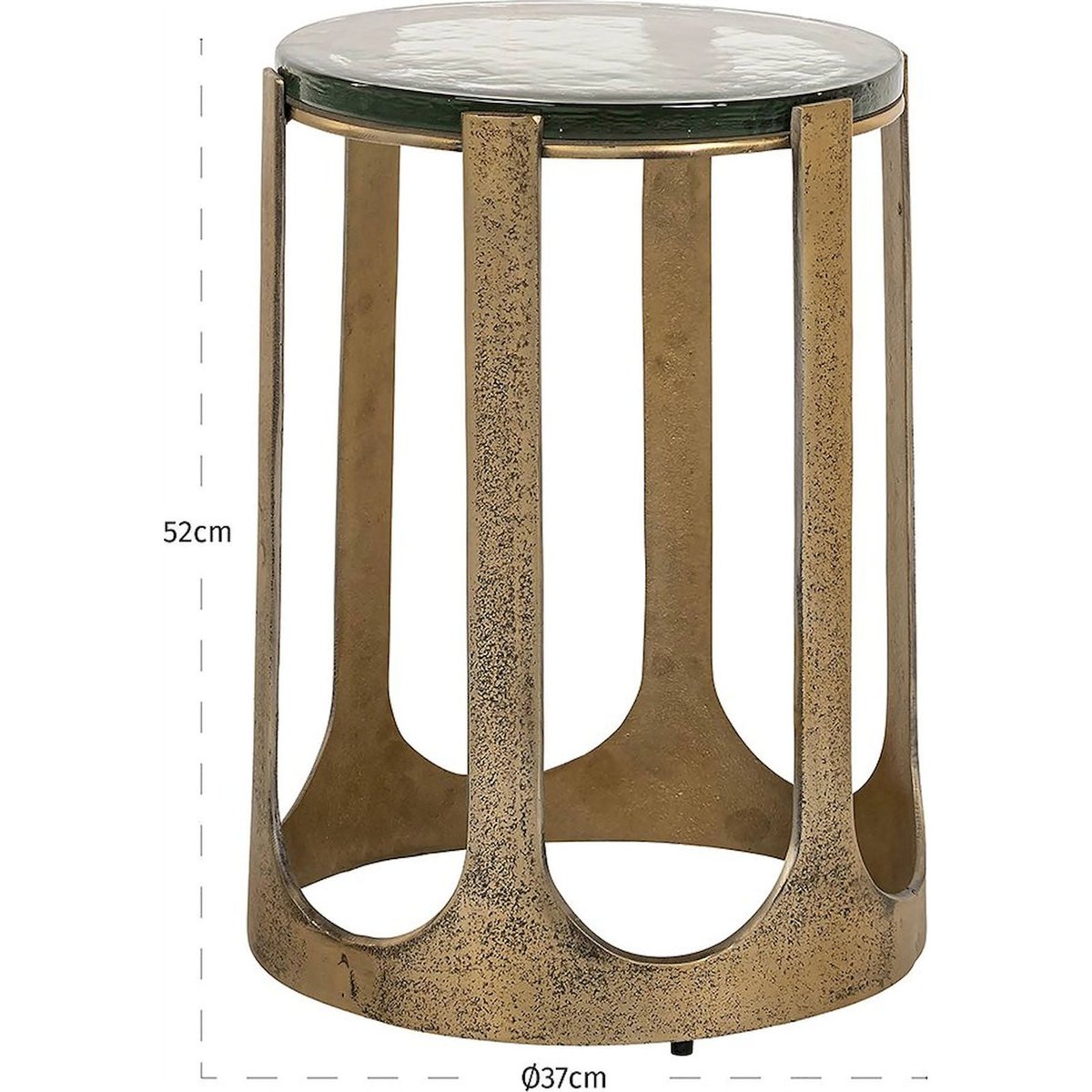 Table d'appoint ronde verre finition laiton doré finition laiton et verre transparent, RECOLLECTION