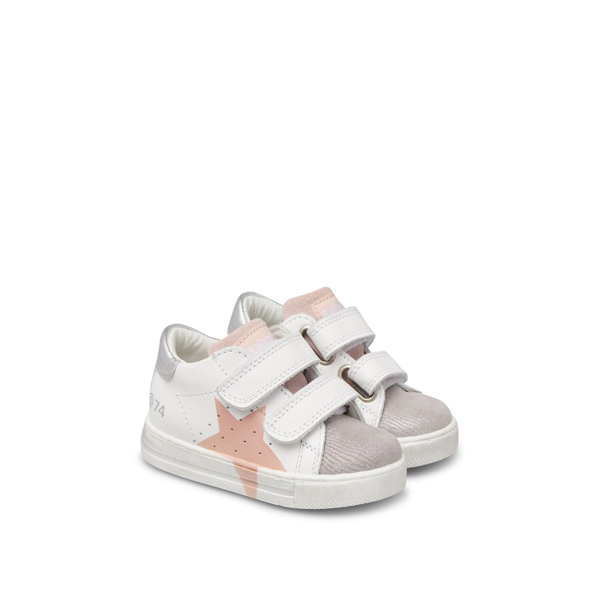 Baskets en cuir et suède SALAZAR 3 VL blanc-argenté-, FALCOTTO