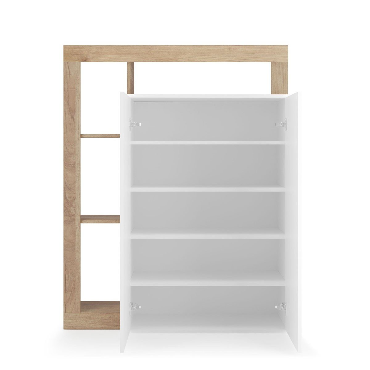 Meuble à chaussures 20 paires H139 cm - HAMBURG blanc brillant, CALICOSY