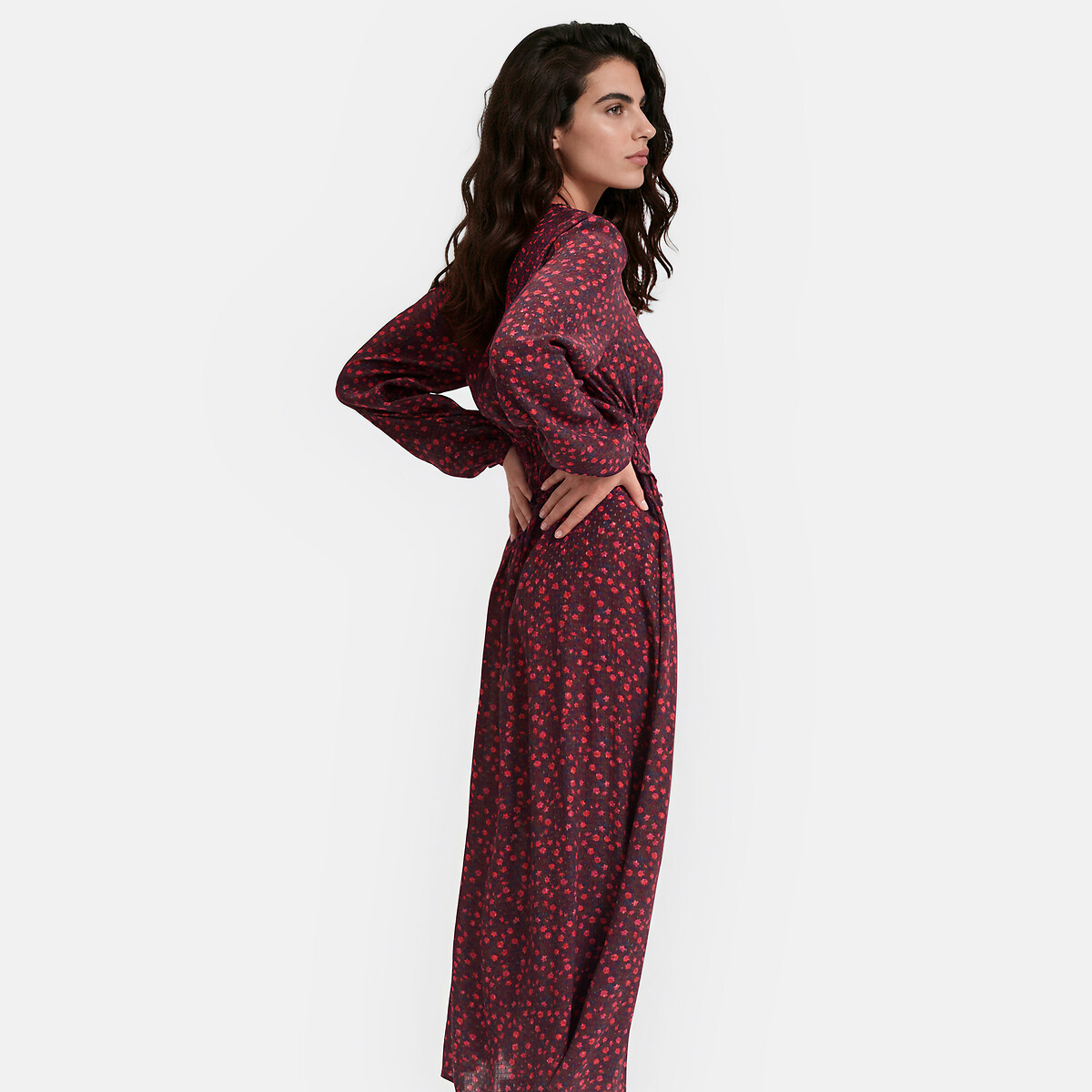 Robe midi imprimé floral à taille smockée imprimé fleur, LA REDOUTE COLLECTIONS