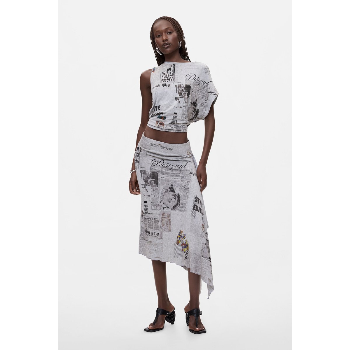 T-shirt imprimé 100 % coton gris, DESIGUAL