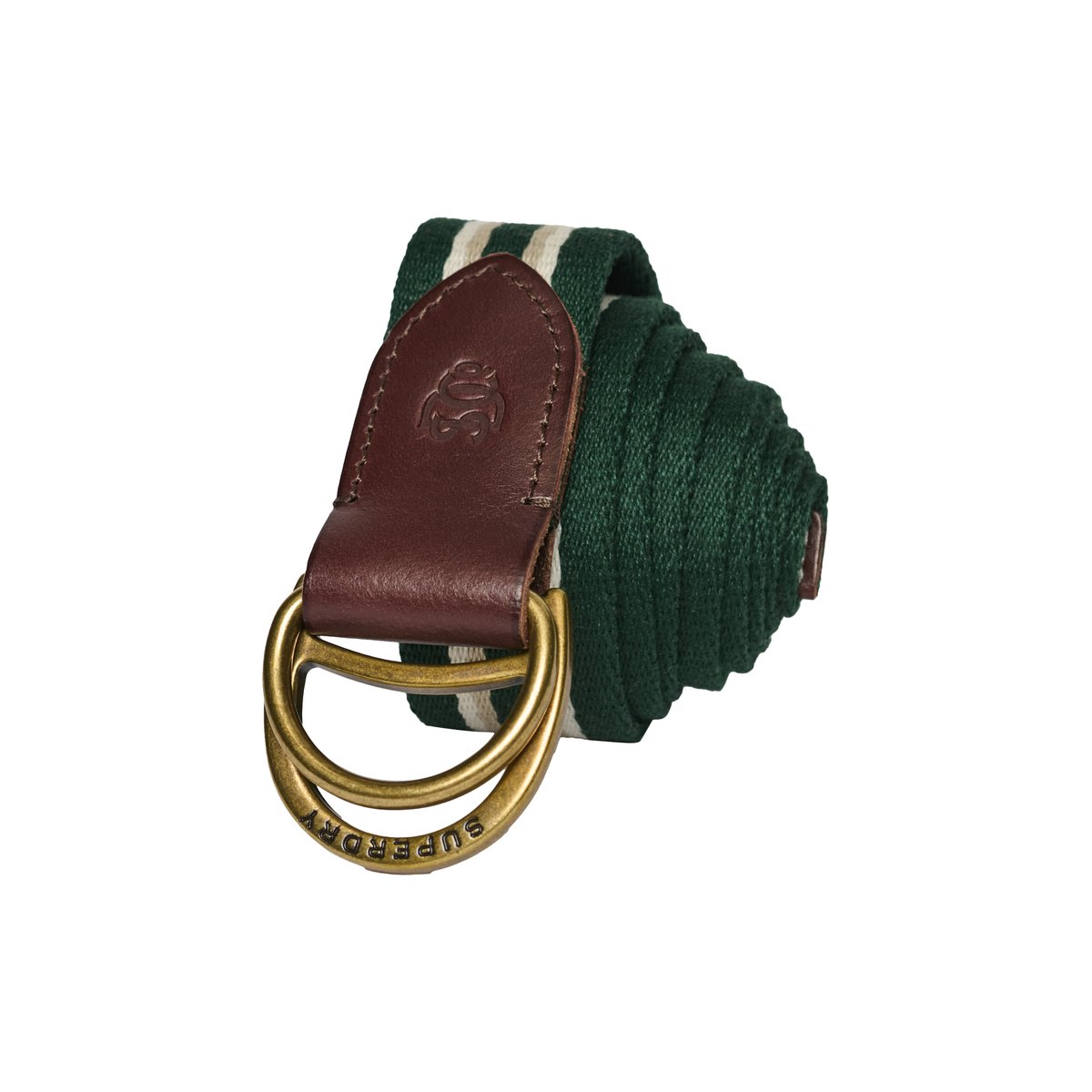 Ceinture Heritage Stripe Coupe Classique rayure vert pin foncé, SUPERDRY