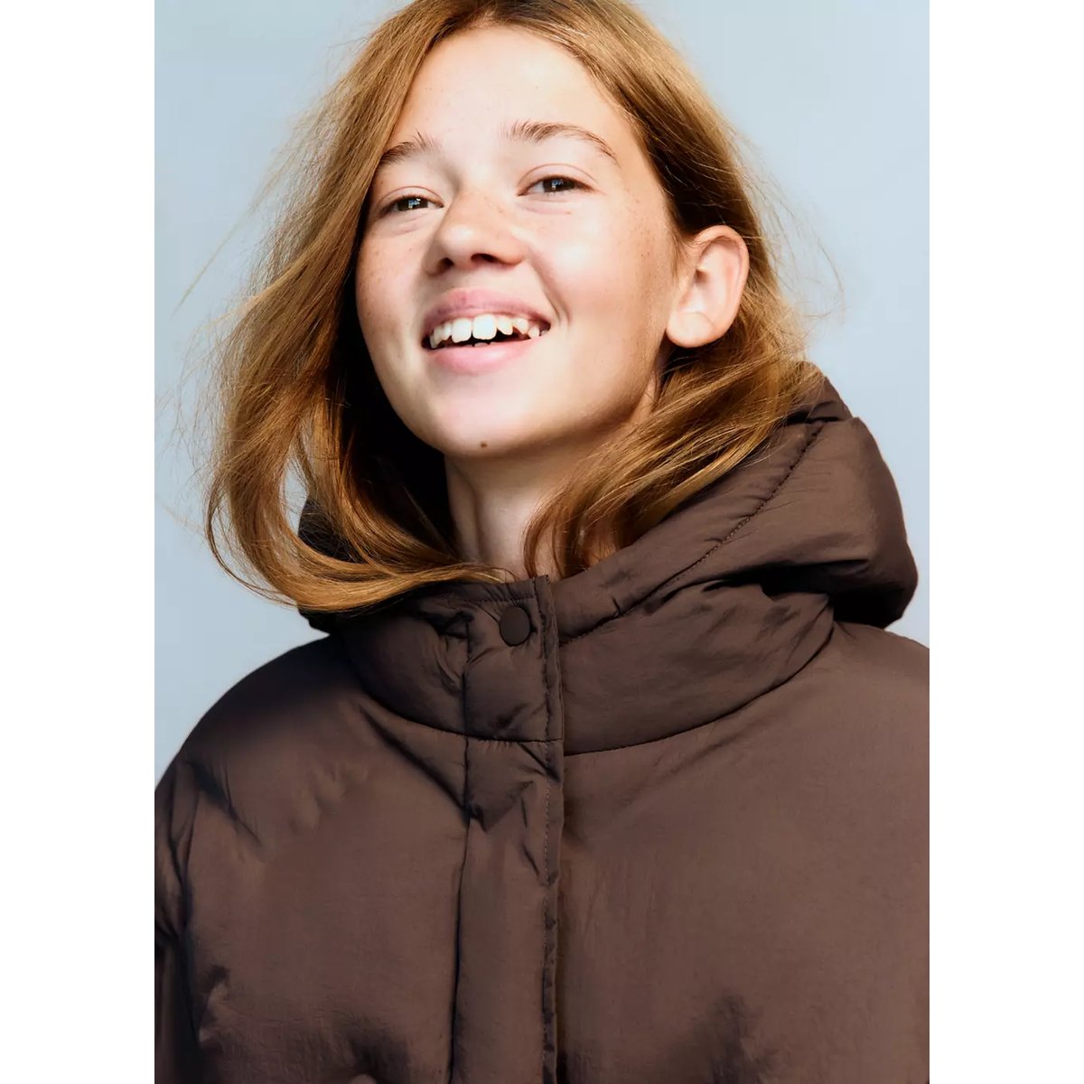 Anorak matelassé à capuche marron, MANGO KIDS