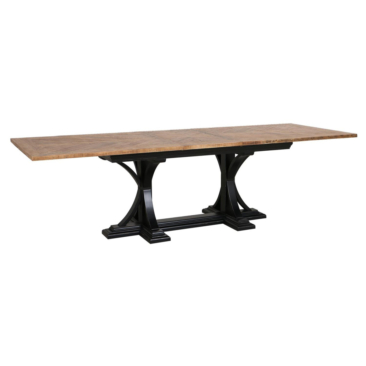 Table rectangulaire extensible 1 allonge - noir, INTERIOR'S