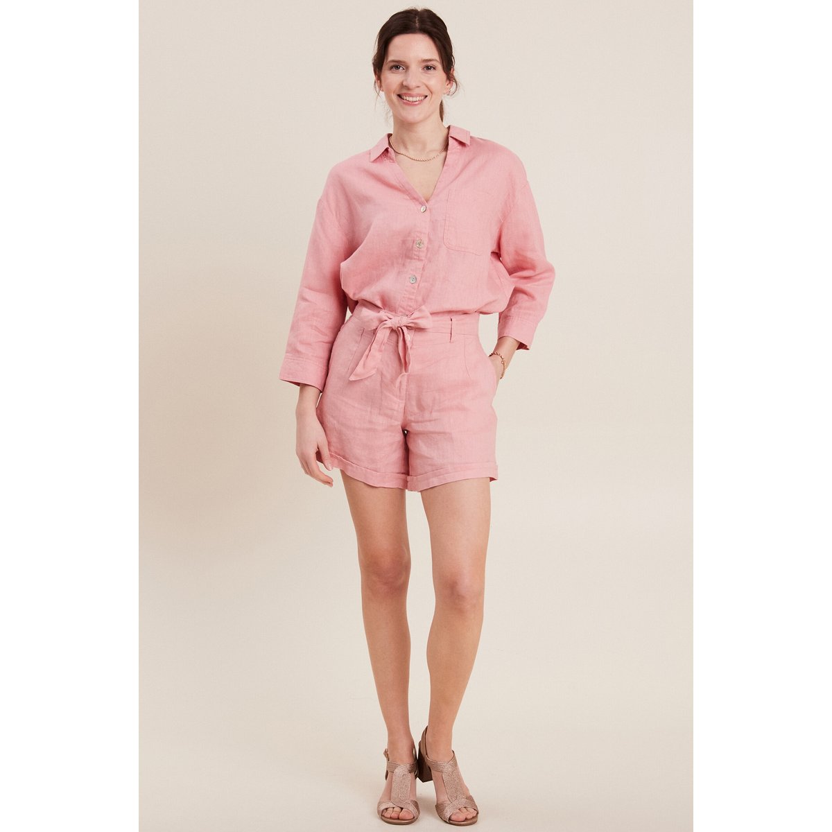Chemise manches 3/4 vieux rose, BREAL