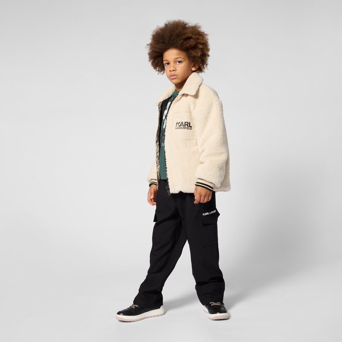 Blouson en sherpa lime stone, KARL LAGERFELD KIDS