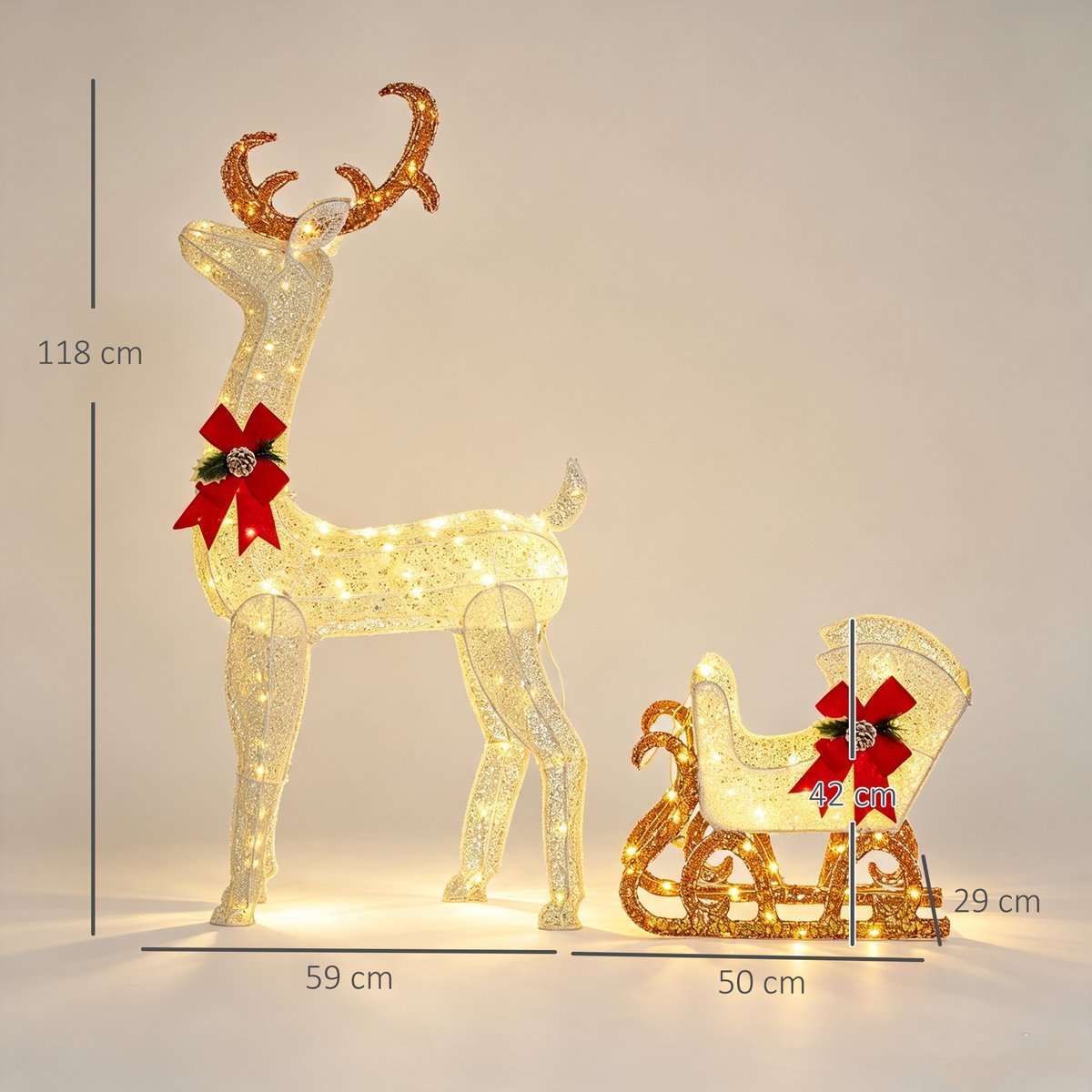 Décoration de Noël lumineuse PP Blanc blanc, OUTSUNNY