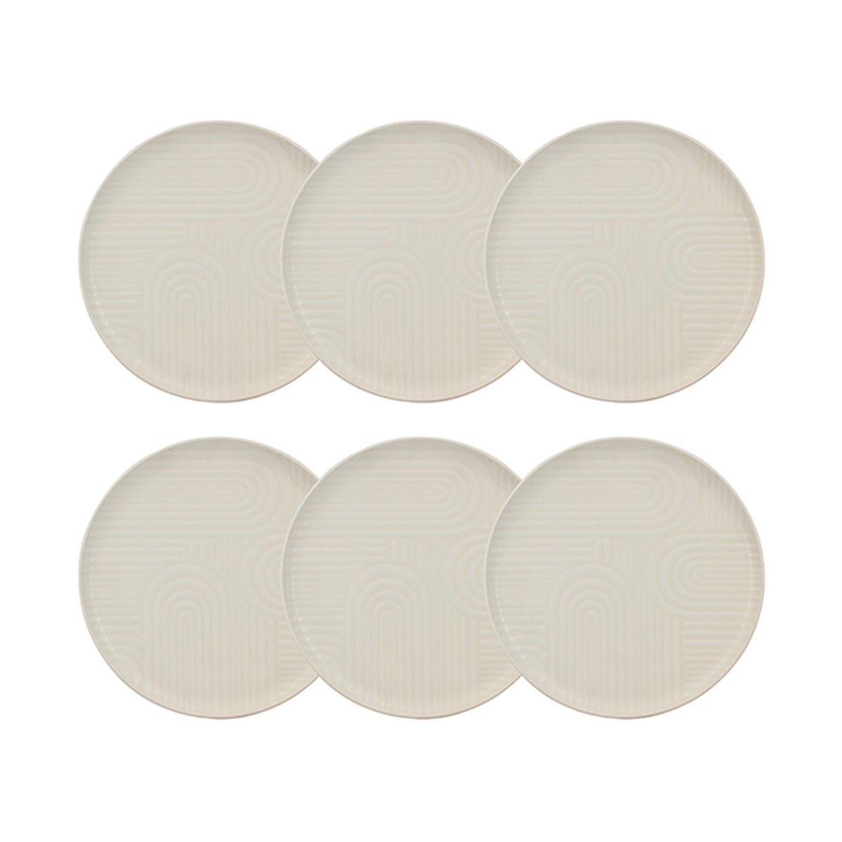 Lot de 6 assiettes plates 26cm en grès, DUNE beige, NOVASTYL