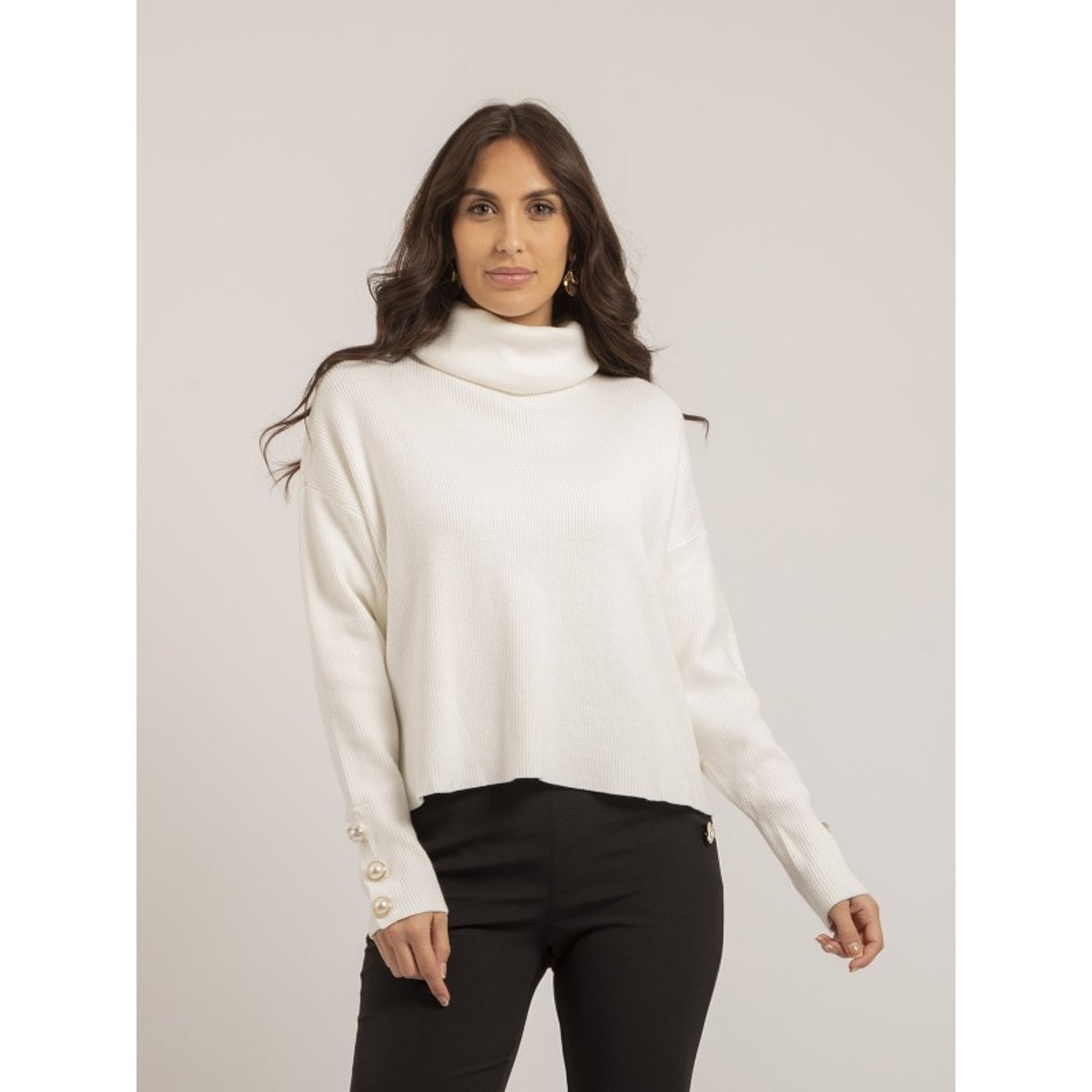 Pull Col Roulé Kady blanc, DONA LISA