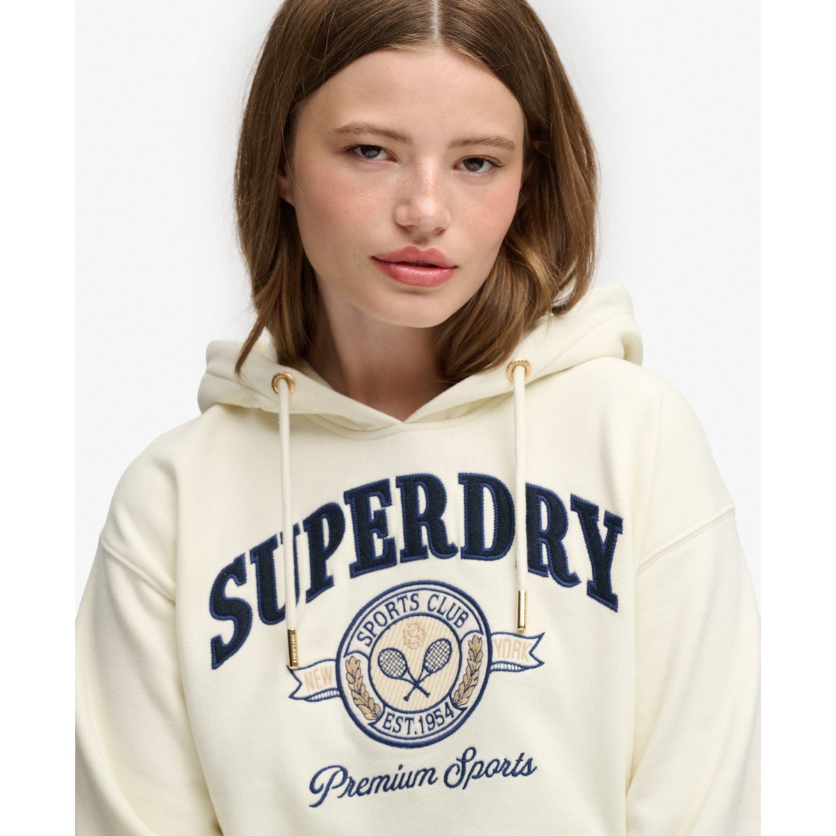 Sweat à capuche Country Crest coupe décontractée crème, SUPERDRY