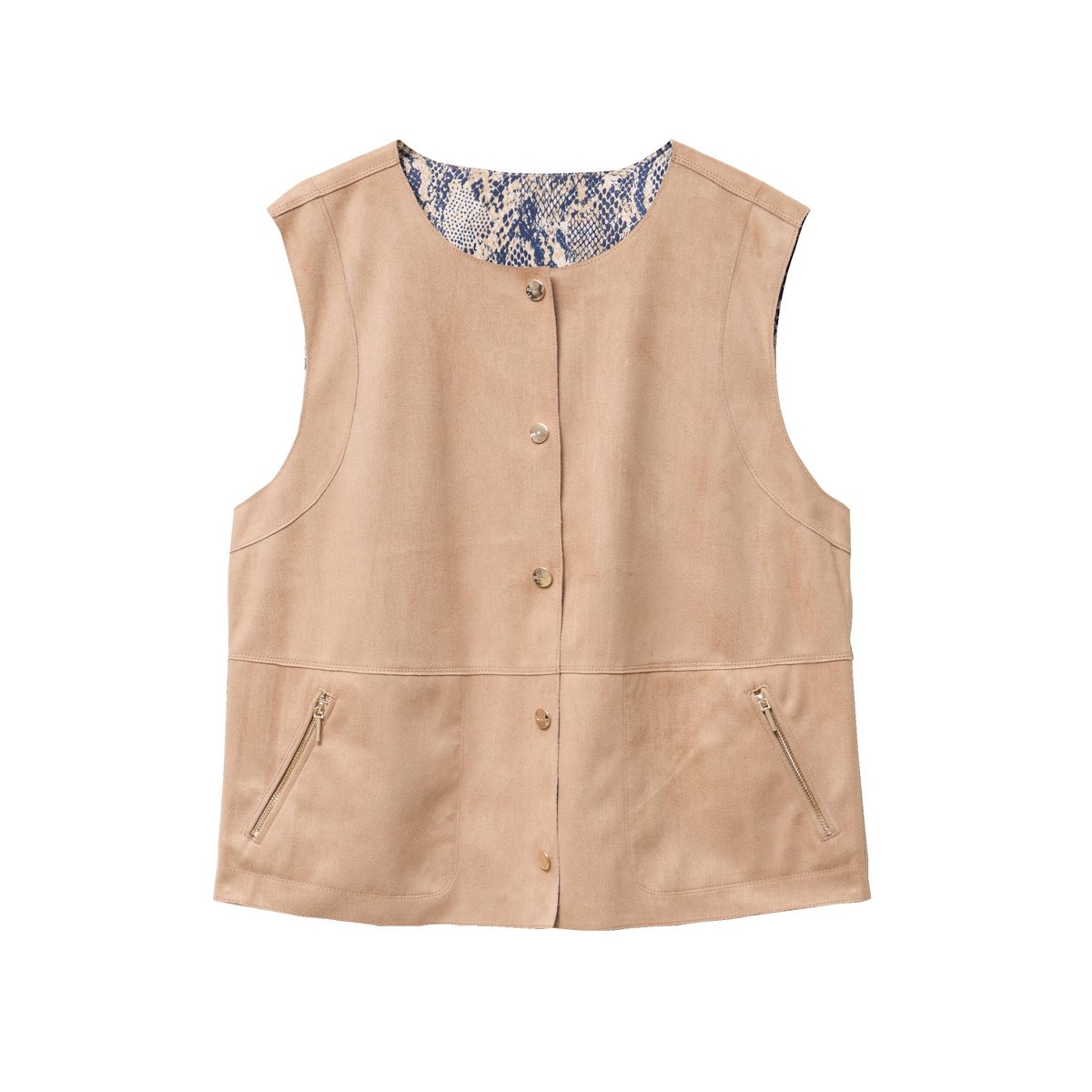 Veste réversible cintrée sans manches beige, BREAL