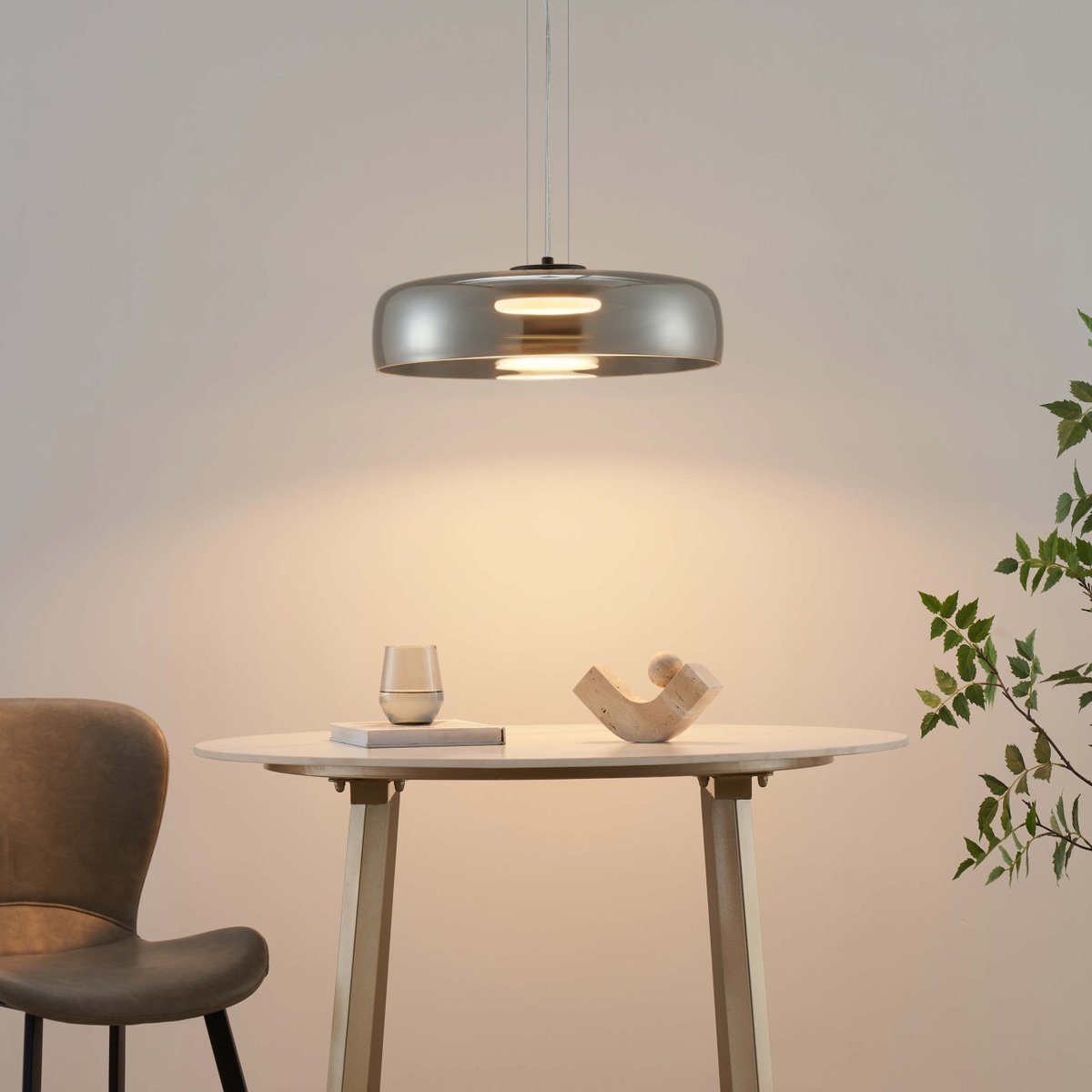 Suspension LED en verre fumé - RICCARDO noir et gris fumé, KOSILUM
