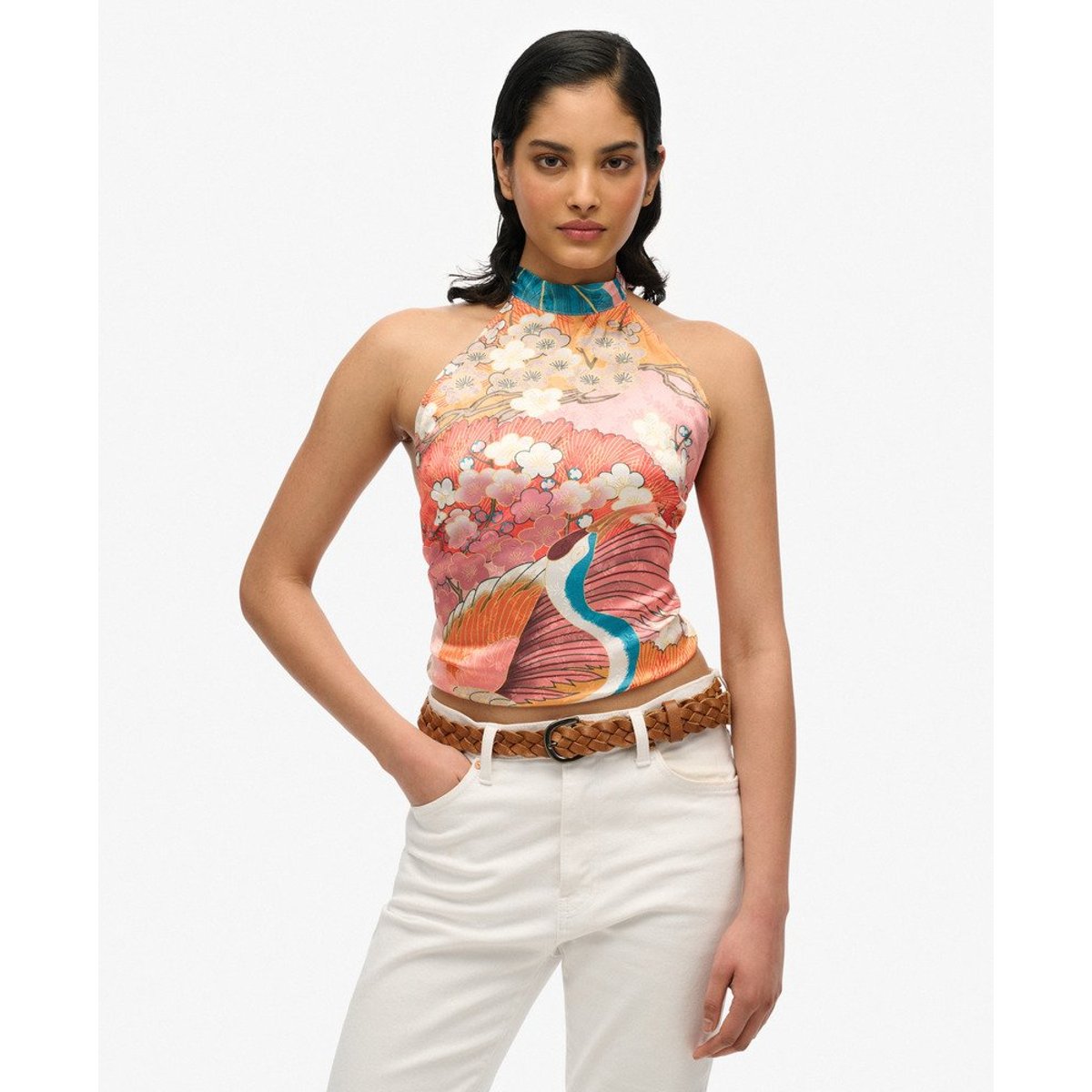 Haut à dos nu en jacquard corail kam, SUPERDRY