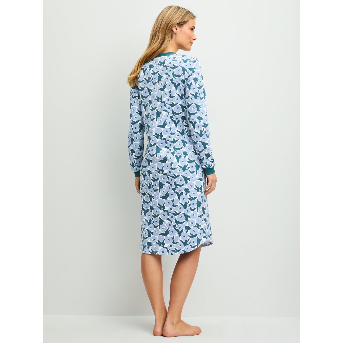 manches longues Coton MIDNIGHT FLOWERS dark petrol, CALIDA