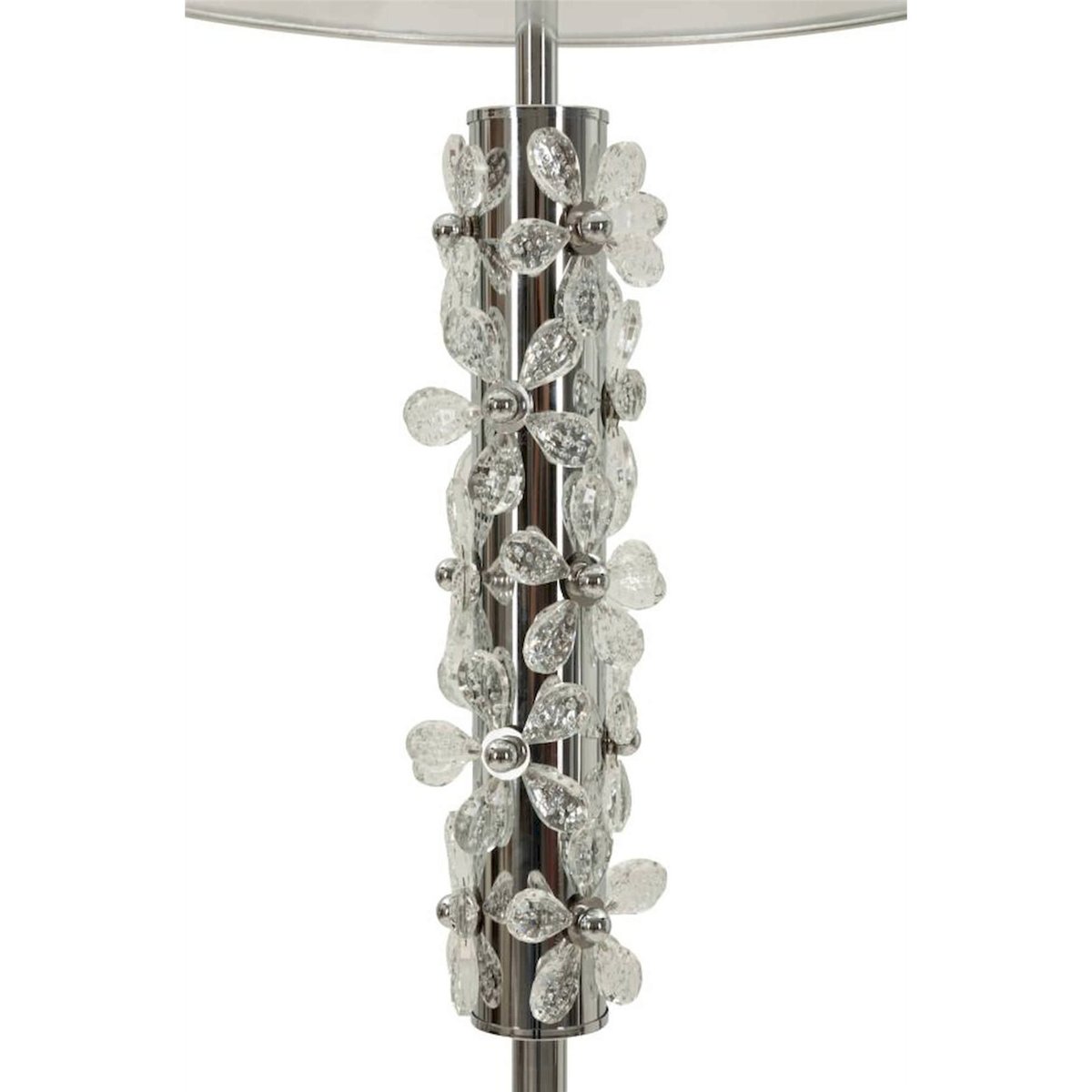 Lampadaire fleur en fer abat-jour GLAM argenté et blanc, RECOLLECTION