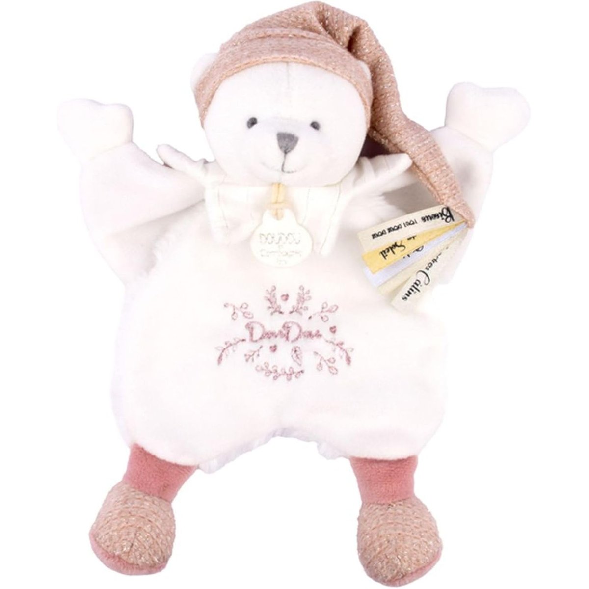DOUDOU 25 ANS - OURS ROSE Doudou cape couleur unique, DOUDOU ET COMPAGNIE