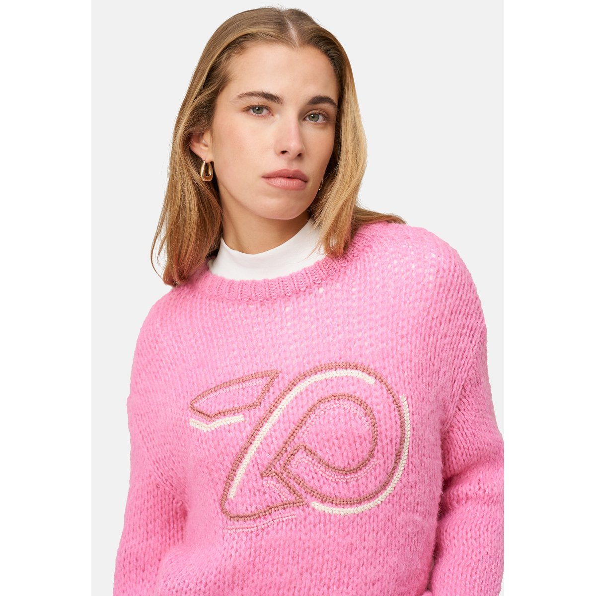 Pullover mit logostickerei patch pinkpink, ZERO