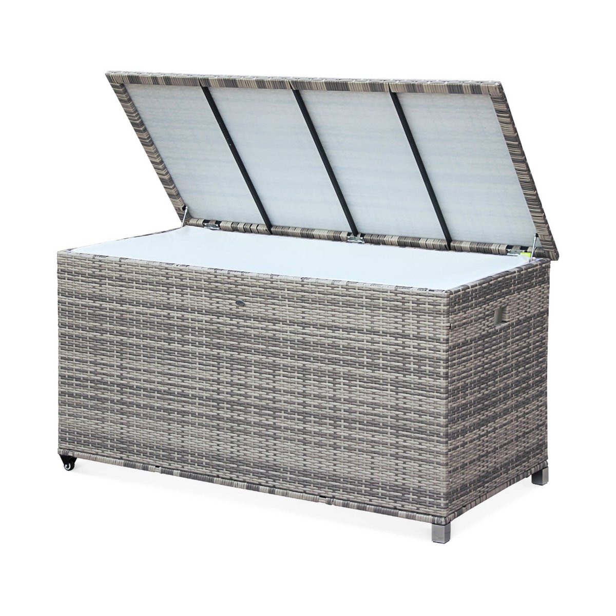 Coffre de jardin résine tressée 790L CASSAPANCA nuances de gris, SWEEEK