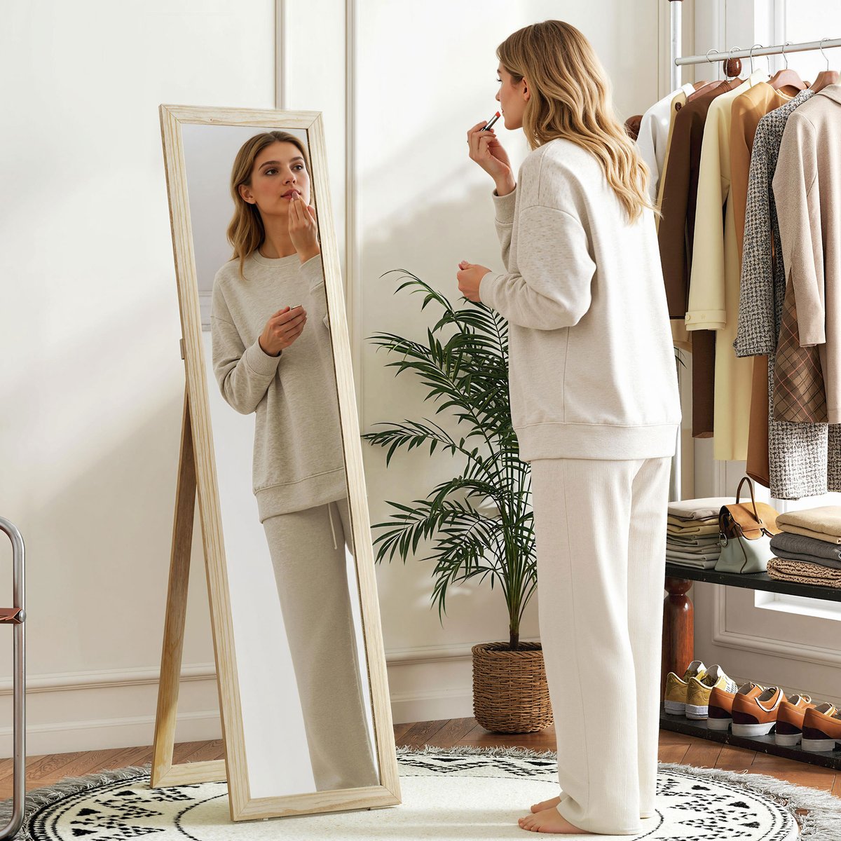 Miroir en pied MDF Bois naturel bois naturel, HOMCOM