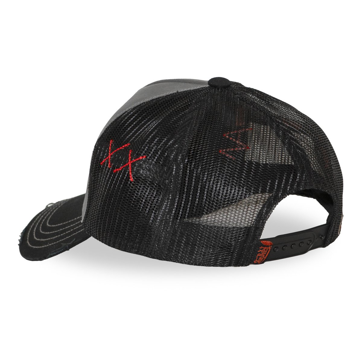 Casquette trucker USED noir/gris/orange, VON DUTCH